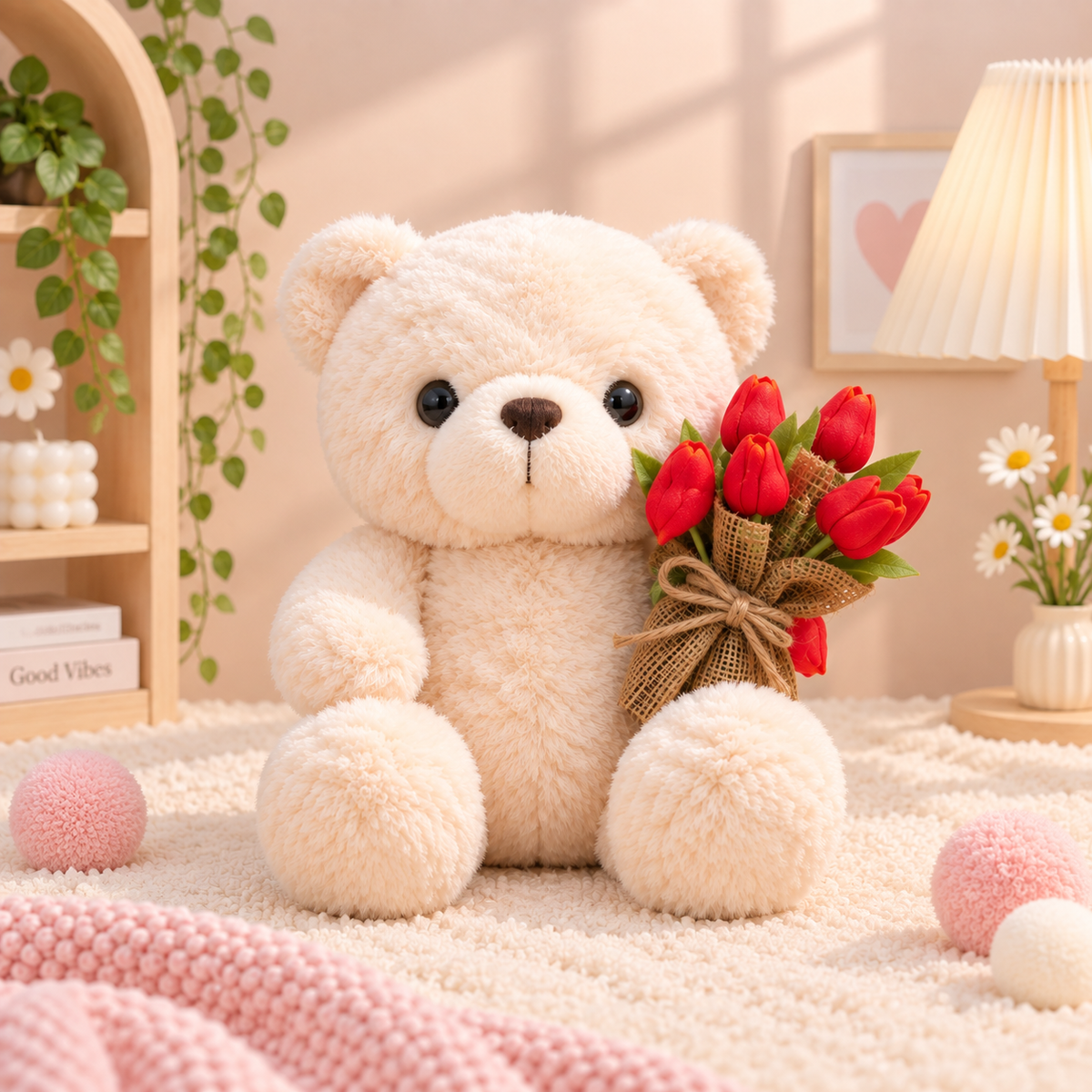 Romantic Rose Heart Bear Plush